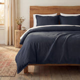 Hera Washed Linen Blend Flange Bedding Set