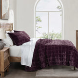 Stella Faux Silk Velvet Double Box Stitch Quilt Set