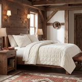 Stella Faux Silk Velvet Double Box Stitch Quilt Set