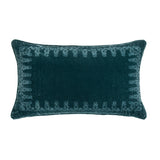 Stella Faux Silk Velvet Embroidered Lumbar Pillow