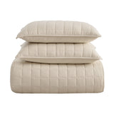 Beckett Washed Linen Blend Box Stitch Quilt Set