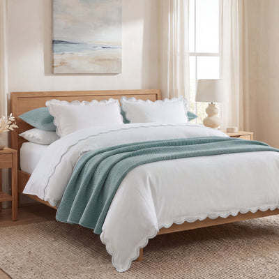 Delphine Scalloped Edge Washed Linen Blend Bedding Set