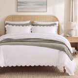 Delphine Scalloped Edge Washed Linen Blend Bedding Set