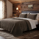Stonewashed Cotton Velvet Quilt Set - Cocoa