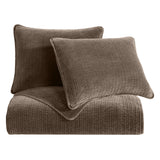 Stonewashed Cotton Velvet Quilt Set - Cocoa