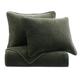 Stonewashed Cotton Velvet Quilt Set - Fern Green