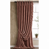 Petticoat Faux Silk Velvet Curtain Panel, Set of 2