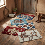 Patchwork Bandana Red Horses Jacquard Bath & Kitchen Rug, 2 MOQ