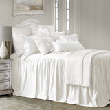 Luna Linen Bedspread Set with Drop Skirt in White color from HiEnd Accents