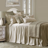 Luna Linen Bedspread Set with Drop Skirt in Light Tan color from HiEnd Accents