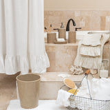Lily Washed Linen Blend Ruffled Shower Curtain