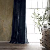 Stella Faux Silk Velvet Curtain in Midnight Blue color from HiEnd Accents