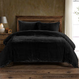 Stella Faux Silk Velvet Duvet Cover Set in Black color from HiEnd Accents