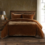 Stella Faux Silk Velvet Duvet Cover Set in Copper Brown color from HiEnd Accents