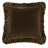 Stella Faux Silk Velvet Euro Sham in Green Ochre color from HiEnd Accents