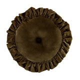 Stella Faux Silk Velvet Round Pillow in Green Ochre color from HiEnd Accents