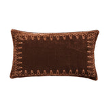 Stella Faux Silk Velvet Embroidered Lumbar Pillow in Copper Brown color from HiEnd Accents