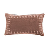 Stella Faux Silk Velvet Embroidered Lumbar Pillow in Dusty Rose color from HiEnd Accents