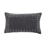 Stella Faux Silk Velvet Embroidered Lumbar Pillow in Dark Slate color from HiEnd Accents
