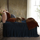 Stella Faux Silk Velvet Bedspread Set in Midnight Blue color from HiEnd Accentss