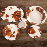 Elsa Cowhide Melamine Dinner Plates, Set of 24
