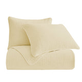 Stonewashed Cotton Velvet Quilt Set - Light Tan