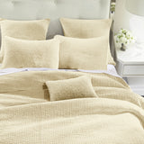 Stonewashed Cotton Velvet Quilt Set - Light Tan