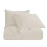 Stonewashed Cotton Velvet Quilt Set - Vintage White