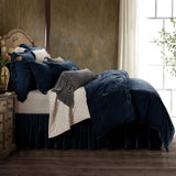 Stella Faux Silk Velvet Duvet Cover Set in Midnight Blue color from HiEnd Accents