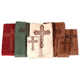 Embroidered Cross 3PC Towel Set, 2 MOQ