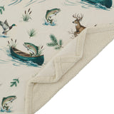 Deer Cabin Campfire Sherpa Throw