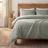Hera Washed Linen Blend Flange Bedding Set