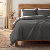 Hera Washed Linen Blend Flange Bedding Set