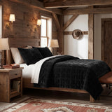 Stella Faux Silk Velvet Double Box Stitch Quilt Set