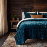 Stella Faux Silk Velvet Double Box Stitch Quilt Set