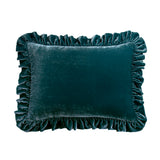 Stella Faux Silk Velvet Ruffled Oblong Pillow