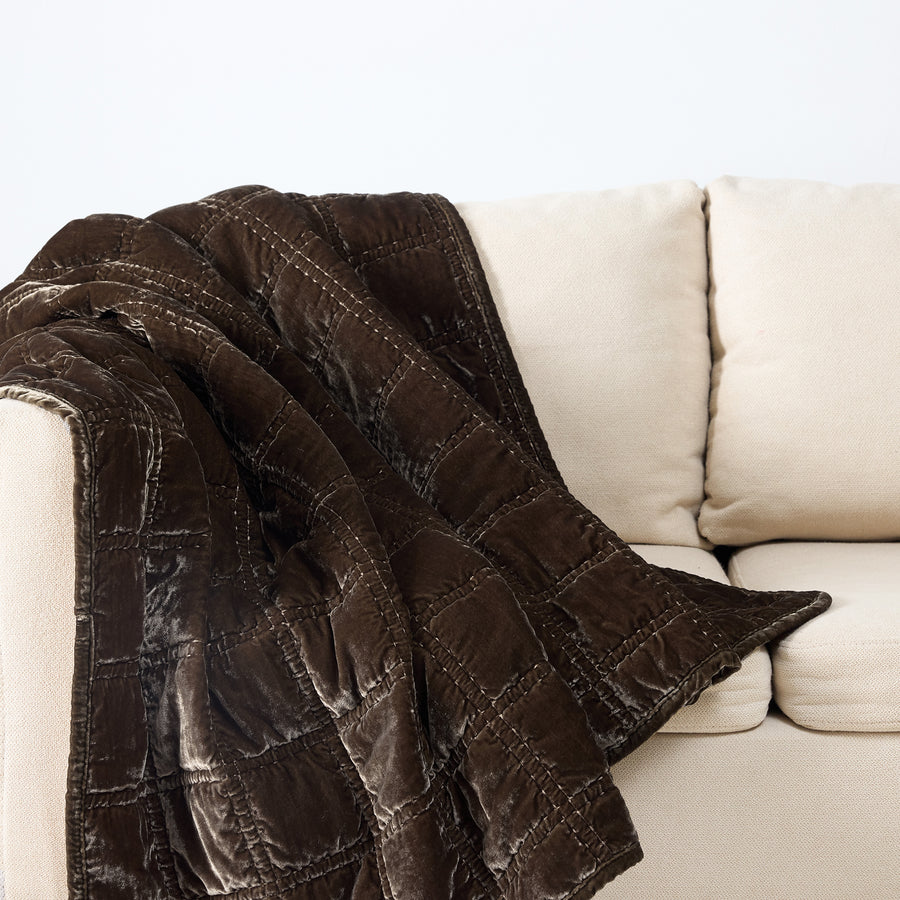Stella faux silk velvet throw