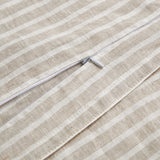 100% European Flax Linen Railroad Stripe Duvet Cover Set