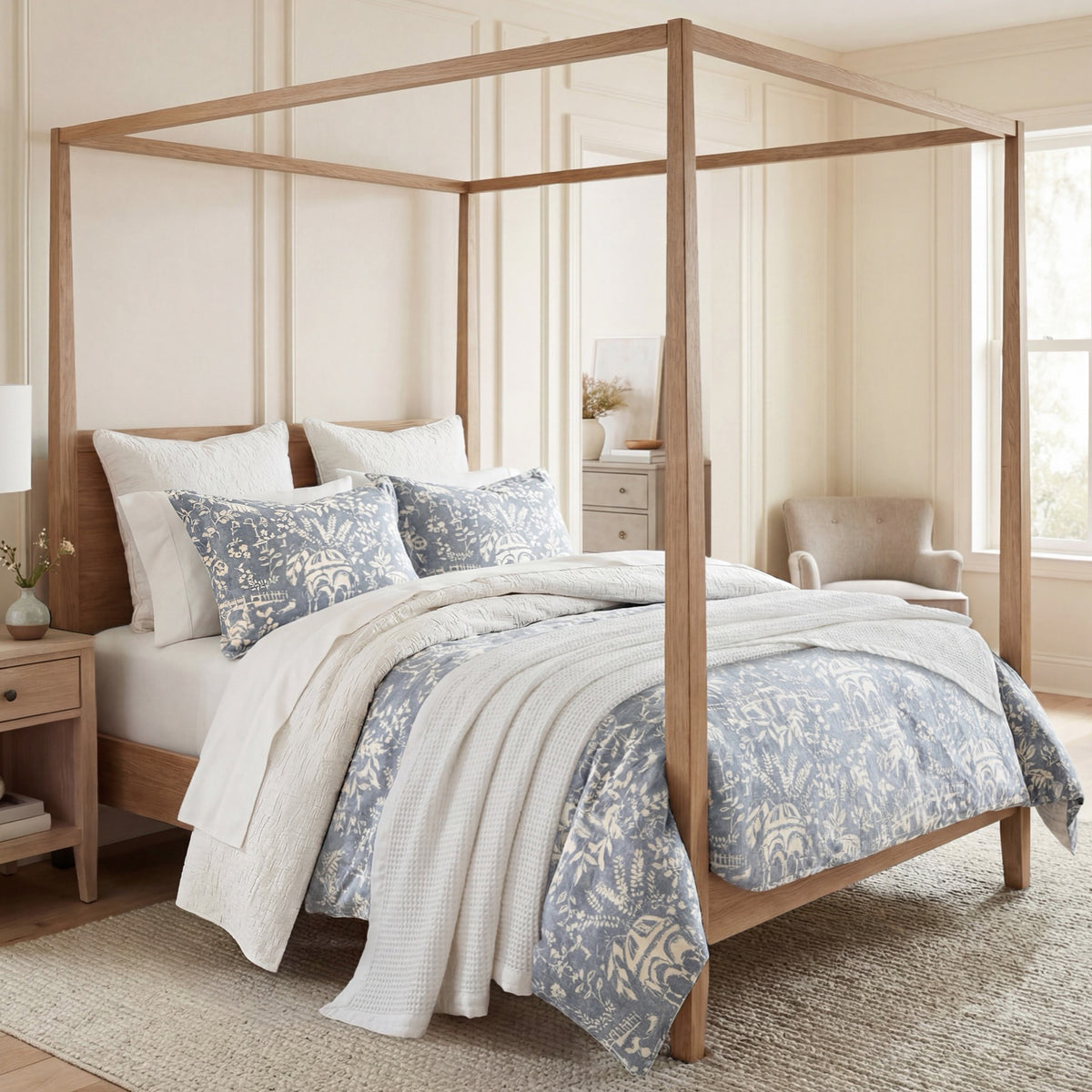 Washed Linen Blend, on a bed