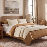 Beckett Washed Linen Blend Box Stitch Quilt Set