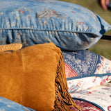 Western Suede Fringed Lumbar Pillow