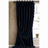 Petticoat Faux Silk Velvet Curtain Panel, Set of 2