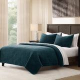 Stonewashed Cotton Velvet Quilt - Deep Blue