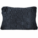 Hand Knitted Chess Dutch Euro Sham with Down Insert in Navy color from HiEnd Accents