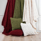 Cable Knit Soft Wool Throw Blanket