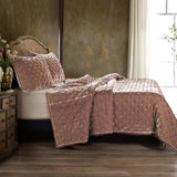 Stella Faux Silk Velvet Quilt Set in Dusty Rose Color from HiEnd Accents