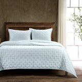Stella Faux Silk Velvet Quilt Set in Icy Blue Color from HiEnd Accents