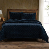 Stella Faux Silk Velvet Quilt Set in Midnight Blue Color from HiEnd Accents