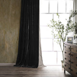 Stella Faux Silk Velvet Curtain in Black color from HiEnd Accents