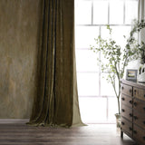 Stella Faux Silk Velvet Curtain in Green Ochre color from HiEnd Accents